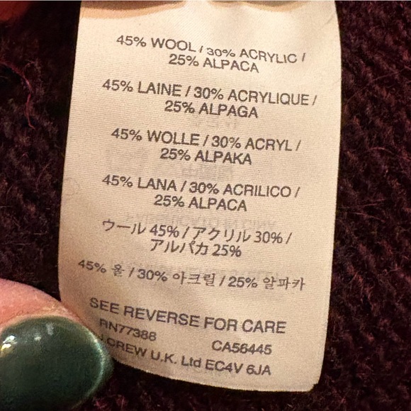 J. Crew women’s wool blend burgundy turtleneck sweater size XS - Picture 8 of 9